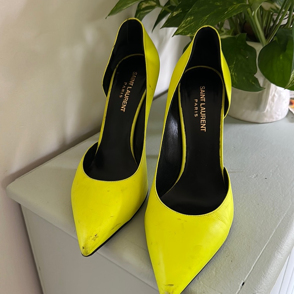 Saint Laurent Amber Neon Leather Sandals